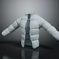 White Puffer Jacket 3D Model With Padded Structure And Sleek Design 3d model