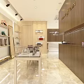 Elegant Modern Clothing Store Interior With Hanging Clothes Display Tables Marble Floors And Gold Accents