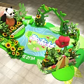 Vibrant Themed Decorative Scene With Panda Sunflowers Green Plants And Beach MELO Signs