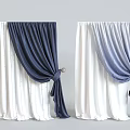 Navy And Light Blue Gradient Curtains With White Layer And Tied Design