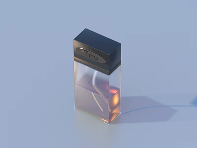 Elegant Luxury Perfume Bottle Featuring Black Cap Transparent Glass And Amber Liquid 3d model