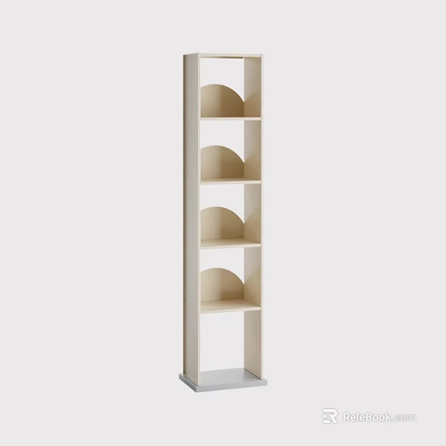 Modern Minimalist Bookshelf With Open Curved Shelves And Light Wood Design 3d model 