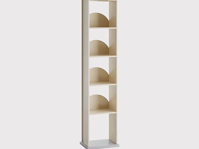 Modern Minimalist Bookshelf With Open Curved Shelves And Light Wood Design 3d model