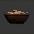 Ceramic Bowl Filled With Aromatic Cinnamon Sticks For Kitchen Essentials 3d model