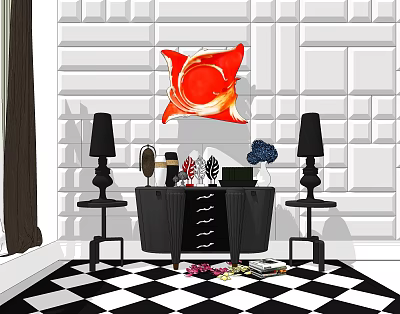 Post-modern Entrance Cabinet Neo-classical Entrance Cabinet 3d model