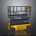Yellow And Blue Compact Haulotte Mobile Scissor Lift With Elevated Work Platform And Guardrails