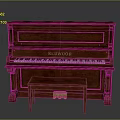 Classic Redwood Piano Bench Set With Intricate Carvings And Smooth Surface Finish