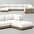 White L Shaped Sectional Sofa With Wooden Base And Comfortable Cushions 3d model