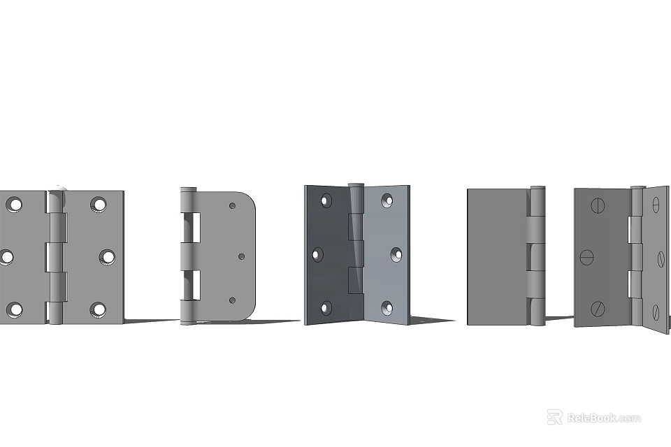 Various Metal Hinges In Different Designs For Door And Cabinet Use 3d model 