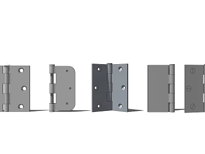 Various Metal Hinges In Different Designs For Door And Cabinet Use 3d model