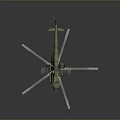 Detailed Military Green Helicopter With Four Rotor Blades And Equipment