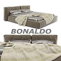 Elegant Modern Bonaldo Single Bed With Gray Upholstered Headboard And Beige Blanket