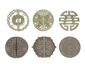 New Chinese Style Door Handle Antique Door Handle Door Handle 3d model