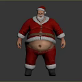 Festive Decorative Ornament Set with Santa Claus Red Outfit White Trim and Standing Pose