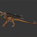 Detailed 3D Dragon Model With Spread Brown Orange Wings And Spikes