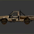 Camouflage Truck with Roof Rack Open Bed and Worn Off Road Style