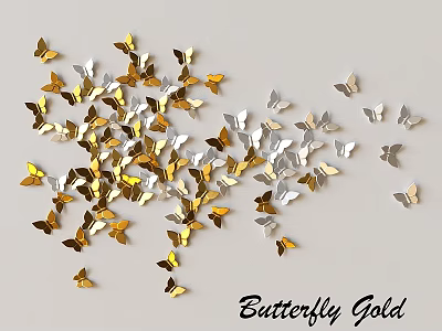 Gold Silver Butterfly Shaped Wall Decor Ornaments For Home Interior 3d model