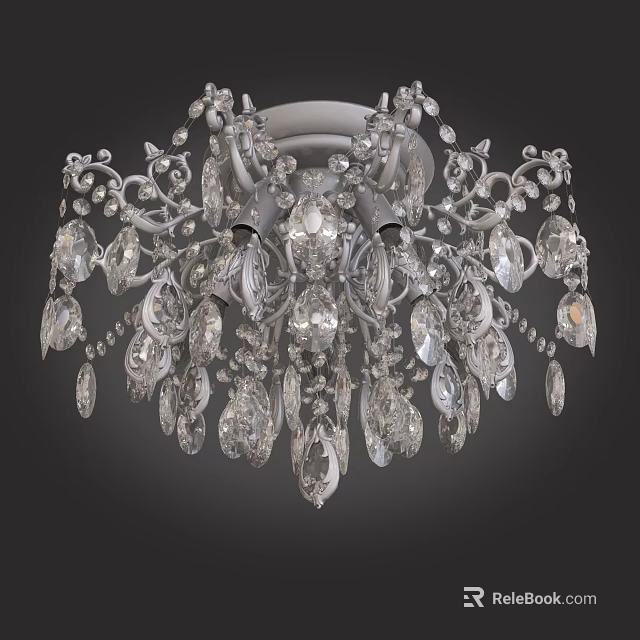 Elegant Crystal Chandelier With Ornate Decorative Glass Pendants And Sparkling Design 3d model 