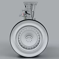 Aircraft Landing Gear Dual Tires With Silver Rims And Metal Components