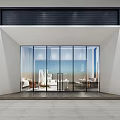 Modern Storefront Facade Design with Glass Doors White Black and Interior Display Sofa Table 3d model