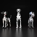 Three Spotted Reptile 3D Models Standing On Black Background Surface