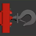 Red Mechanical Structure With Metal Hook And Connecting Fasteners