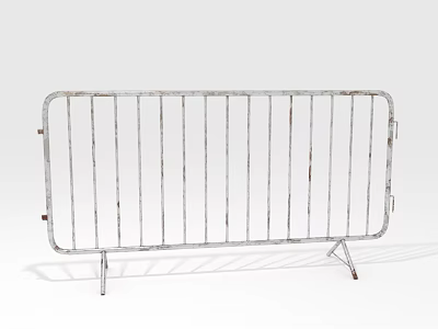 Metal Barrier Fence With Vertical Steel Bars And Base Support Stands Structure 3d model