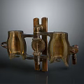 Antique Brass Mechanical Lock Device With Symmetrical Design And Gear Decoration