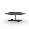 Modern Round Coffee Table With Crossed Black Metal Base And Smooth Surface 3d model