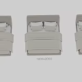 Beige Upholstered Double Bed With Modern Soft Headboard And Plush Pillows