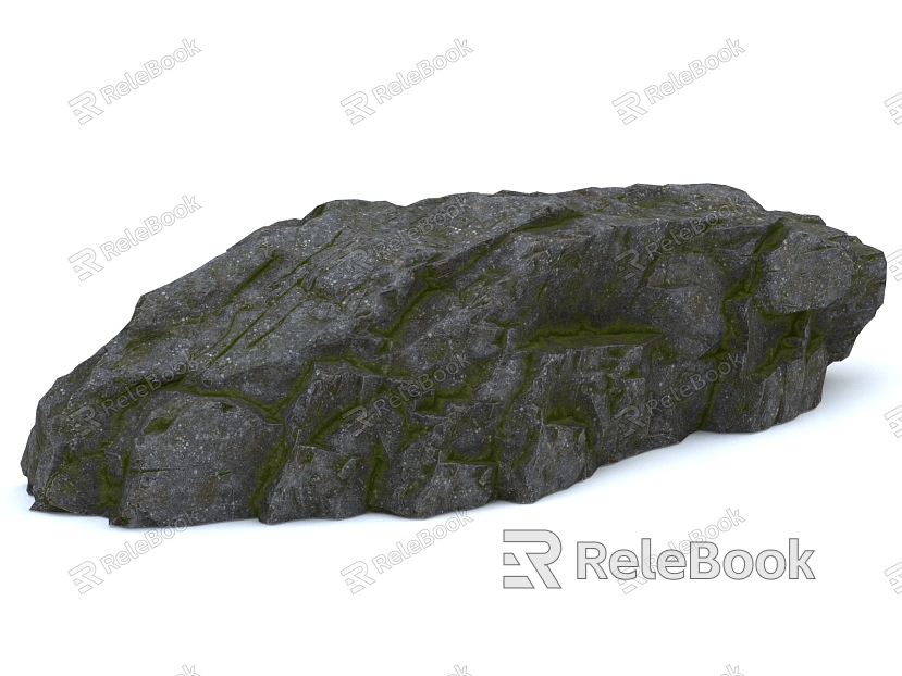 Rock Stone Stone Block Moss Stone Boulder Natural Landscape model