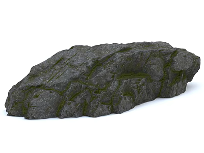 Rough Gray Stone with Mossy Texture and Natural Wood Logs for Rustic Outdoor Decoration 3d model