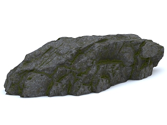 Rock Stone Block Moss Stone Boulder Natural Landscape 3d model