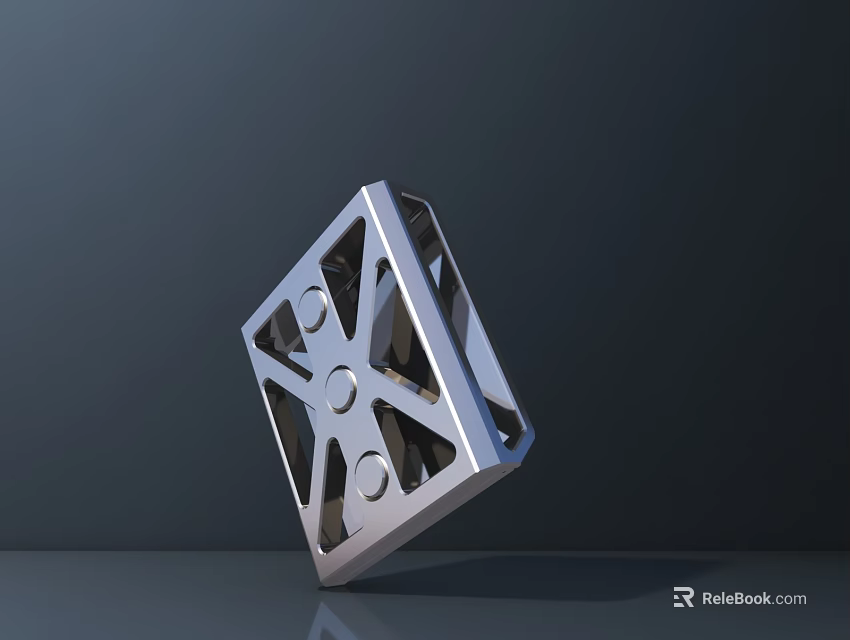 Road Infrastructure Metal Component Featuring Silver Cube Shaped Geometric Hollow Design 3d model 