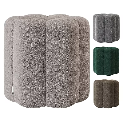 Light Gray Fluffy Ottoman With Multi Petal Design And Various Colors 3d model