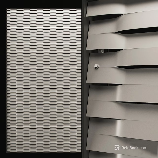 Sturdy Metal Hardware Tool Storage Unit With Grid Texture Louvered Structure And Screws 3d model 