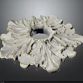 Leaf Shaped White Ceramic Decorative Ornament With Gold Accents And Botanical Inspired Design