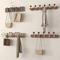 Wooden Wall Mounted Hook Racks With Round Knobs For Hanging Bags And Scarves