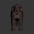 Prehistoric Mammoth With Long Tusks And Brown Fur Standing On Gray Background