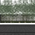 Modern Perforated Feature Wall Design With Green Trees Grass And Stone Pavement
