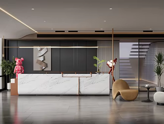 Modern Front Desk Bar 3d model