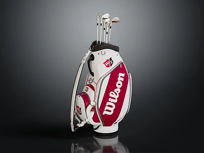 Wilson Golf Bag with Golf Clubs Inside Displayed on Black Background 3d model