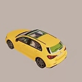 Yellow Mercedes-Benz A-Class Hatchback Rear View With Taillights And Exhaust Pipes