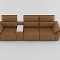 Modern Brown Leather Leisure Sofa Set With Modular Design And Side Table 3d model