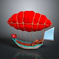 Red Balloon Like Spacecraft With Boat Structure For Cosmic Exploration Mission