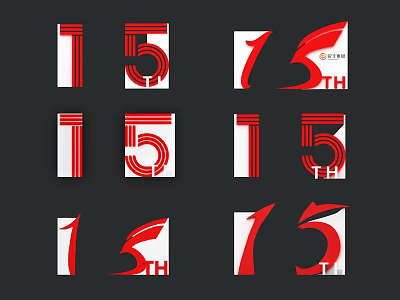 15th Anniversary Logo Design Collection Featuring Red And White Styles 3d model
