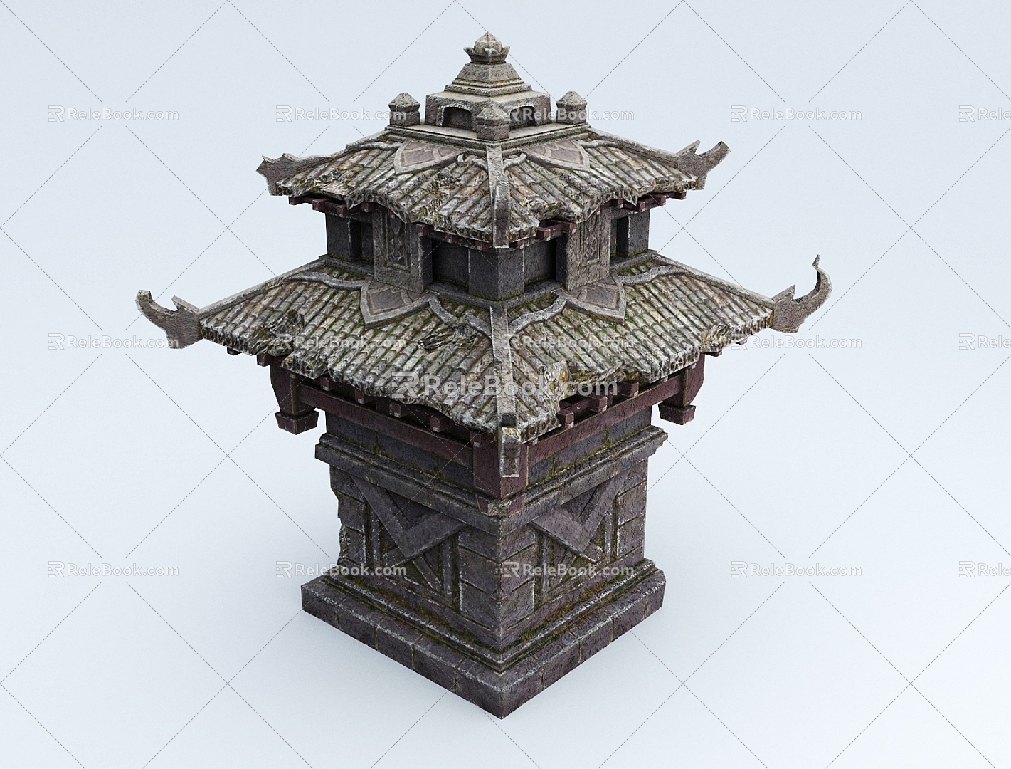 Tower ancient building temple national style 3d model