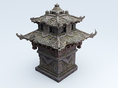 Tower ancient building temple national style 3d model