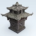 Ancient Chinese Pagoda In Traditional Architectural Style With Tiered Roofs
