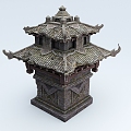 Tower ancient building temple national style 3d model